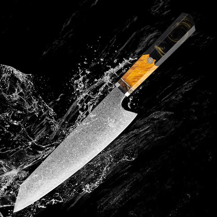 Damascus Steel Kiritsuke Chef's Knife "Lightning Blade"