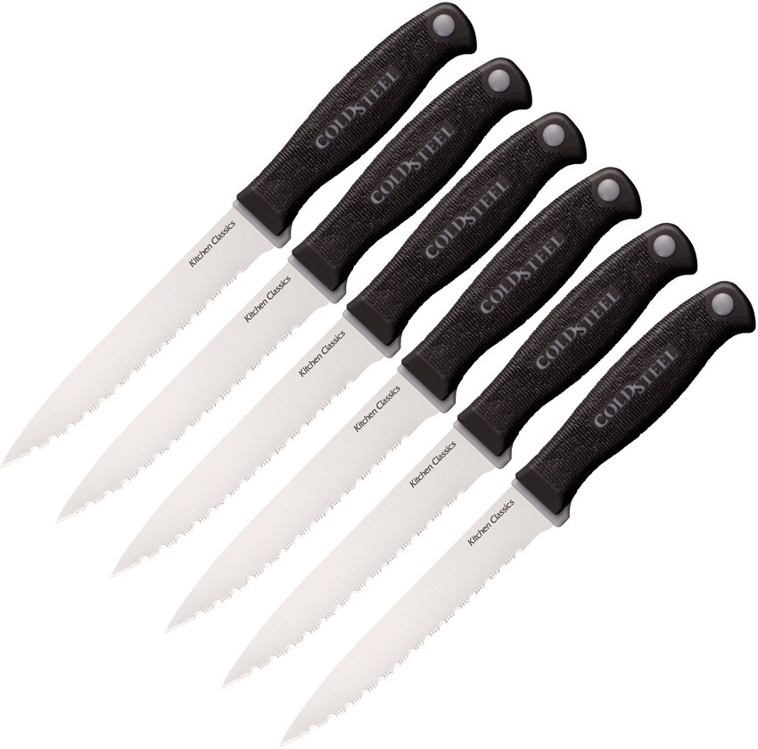 Cold Steel 59KSS6Z 6-Piece Kitchen Classic Steak Knife Set, Kray-Ex Handles