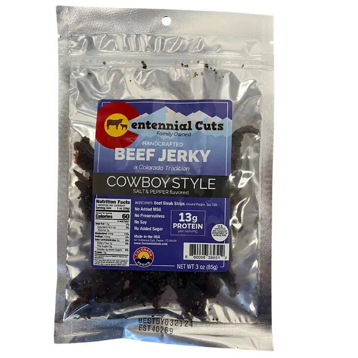 Centennial Cuts 3 oz. Bag Beef Jerky, Type: Cowboy Style