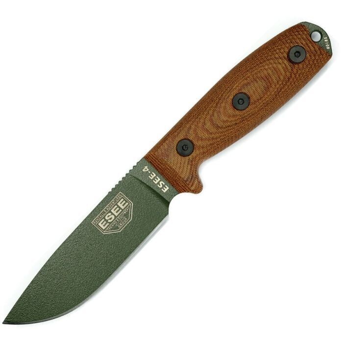 ESEE Knives ESEE-4POD-011 Fixed Blade Knife 3D Natural Micarta (4.5" OD Green)