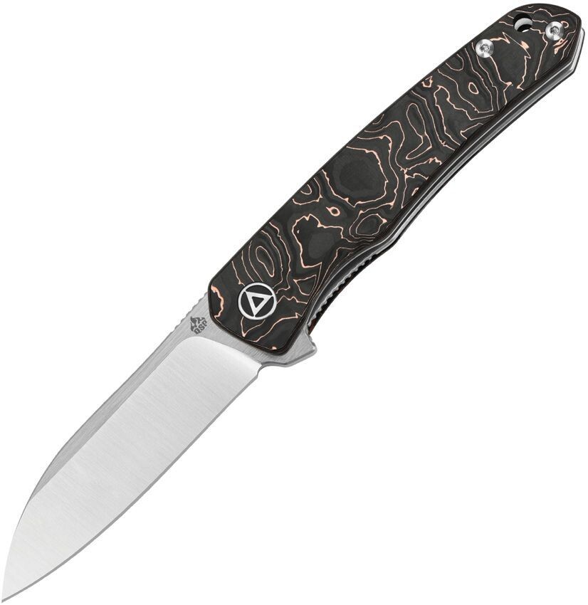 QSP Otter Flipper Liner Lock Knife Copper Foil Carbon Fiber (2.7" Satin S35VN) qs140-b1