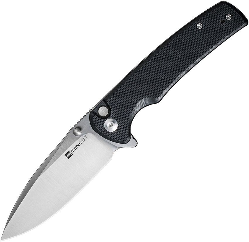 SENCUT Sachse Button Lock Knife Black G-10 (3.5" Satin) S21007-5