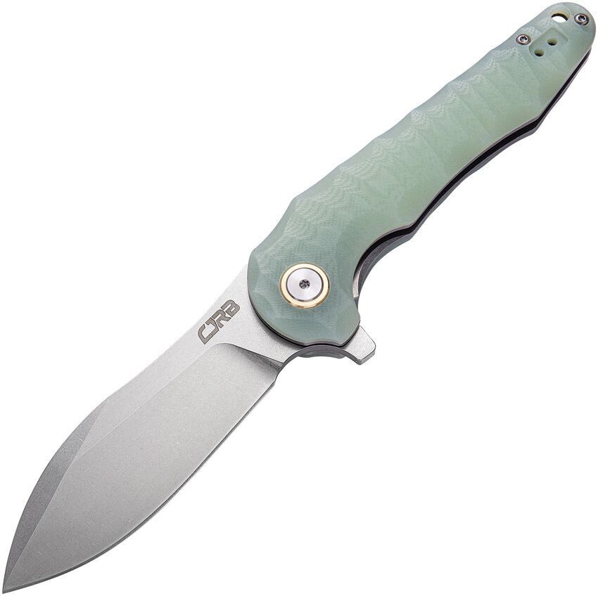 CJRB Mangrove Liner Lock Knife Natural Green G-10 (3.5" Stonewash)