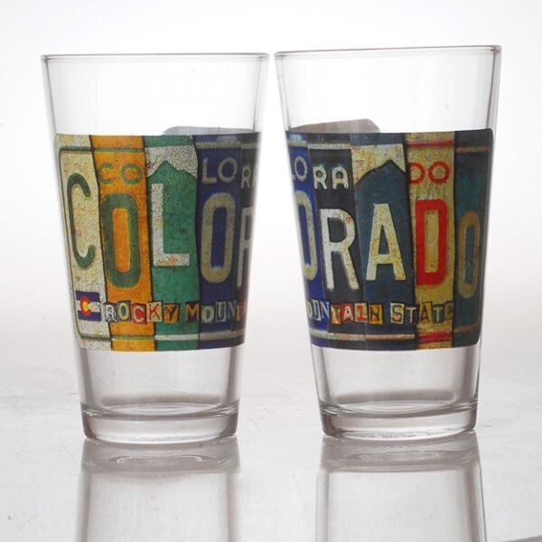 Pint Glass – License Plate Art – CO – 1202C