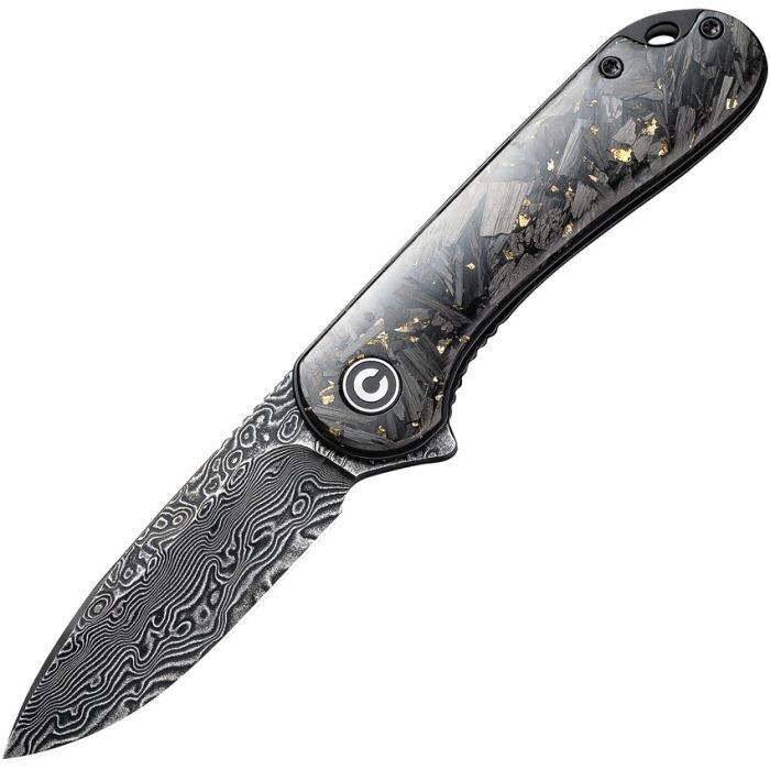 CIVIVI Elementum Liner Lock Knife Gold Shred Carbon Fiber (2.9" Damascus)