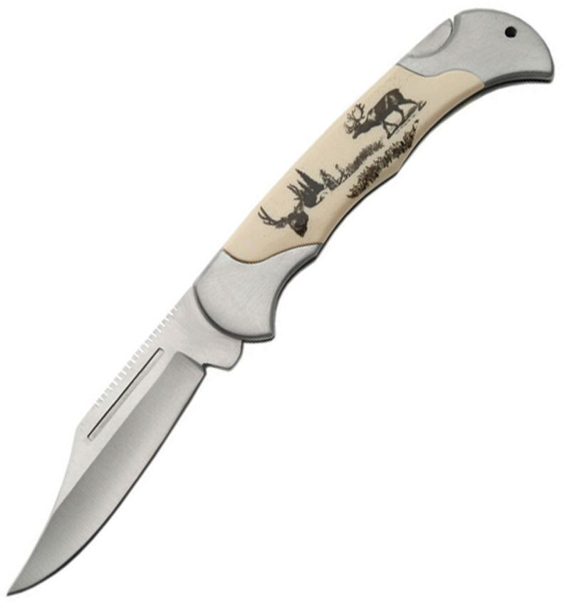 Pagosa Springs Deer Folder White Handle