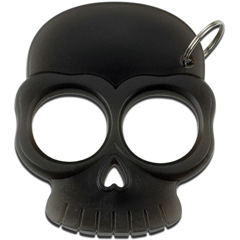 Defense Keychain Glow in the Dark Skull Black