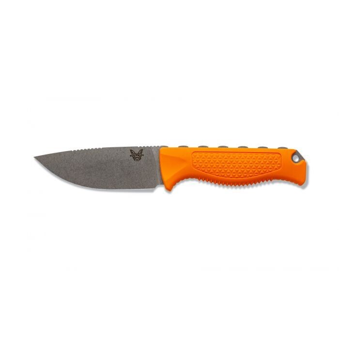 Benchmade Hunt Steep Country Fixed Blade Knife 3.54" S30V Drop Point, Orange Santoprene Handles, Boltaron Sheath - 15006