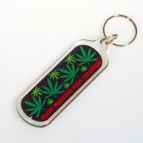 Keychain – Acrylic Pot Leaf Oblong – CO – 1326