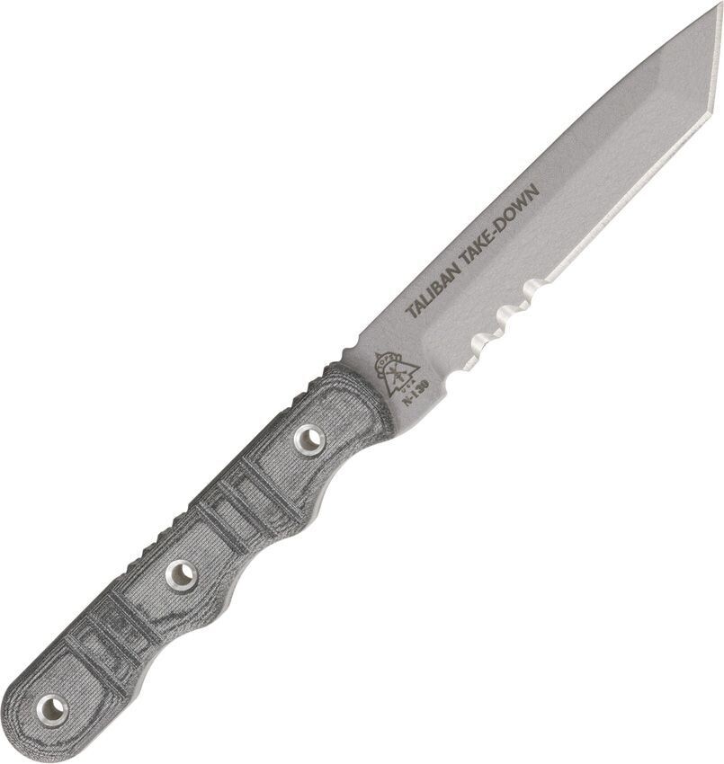 TOPS Knives Taliban Take Down Knife Tanto Fixed Blade (4.5" Gray Serr) TTD-01