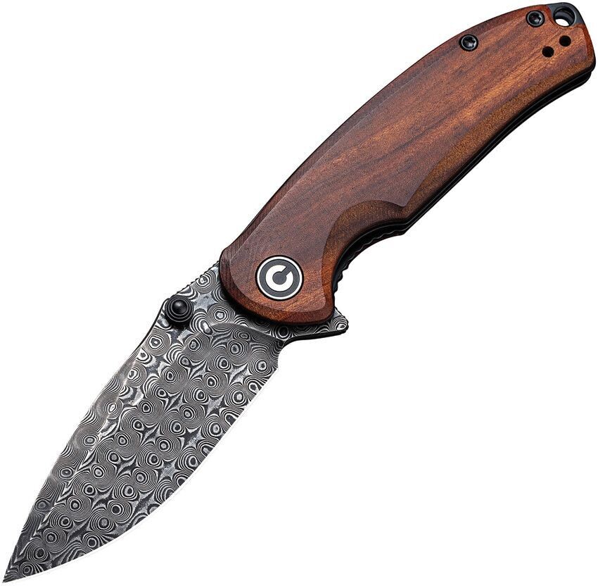 CIVIVI Pintail Liner Lock Knife Cuibourtia Wood (3" Damascus) C2020DS-2