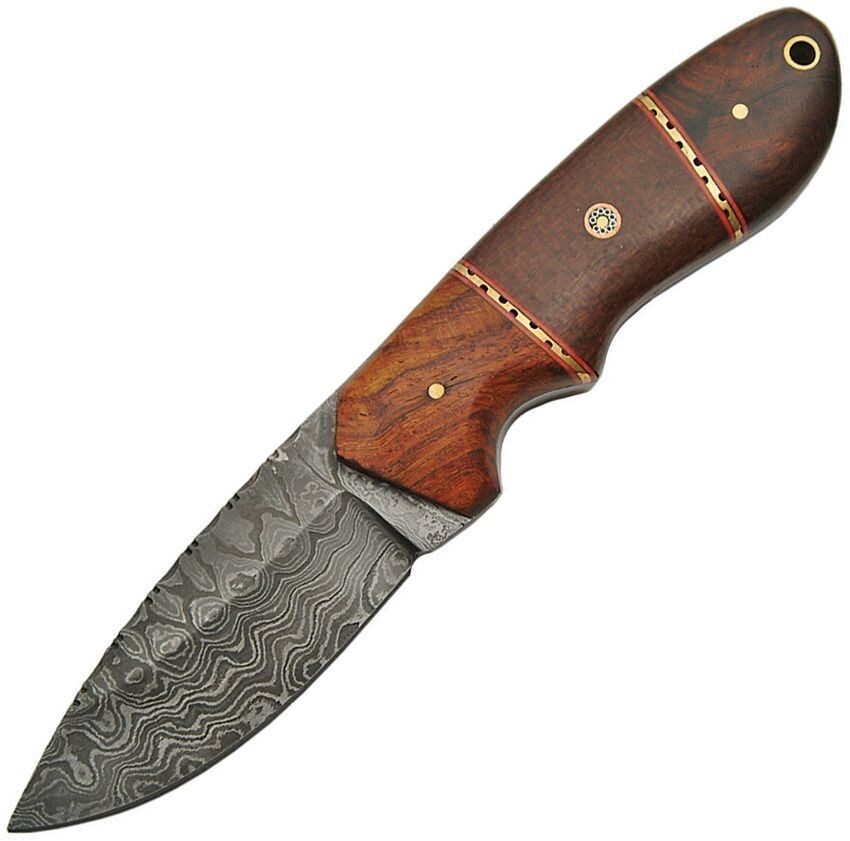 K&amp;R Knives Fixed Damascus Micarta/Rosewood Handle
