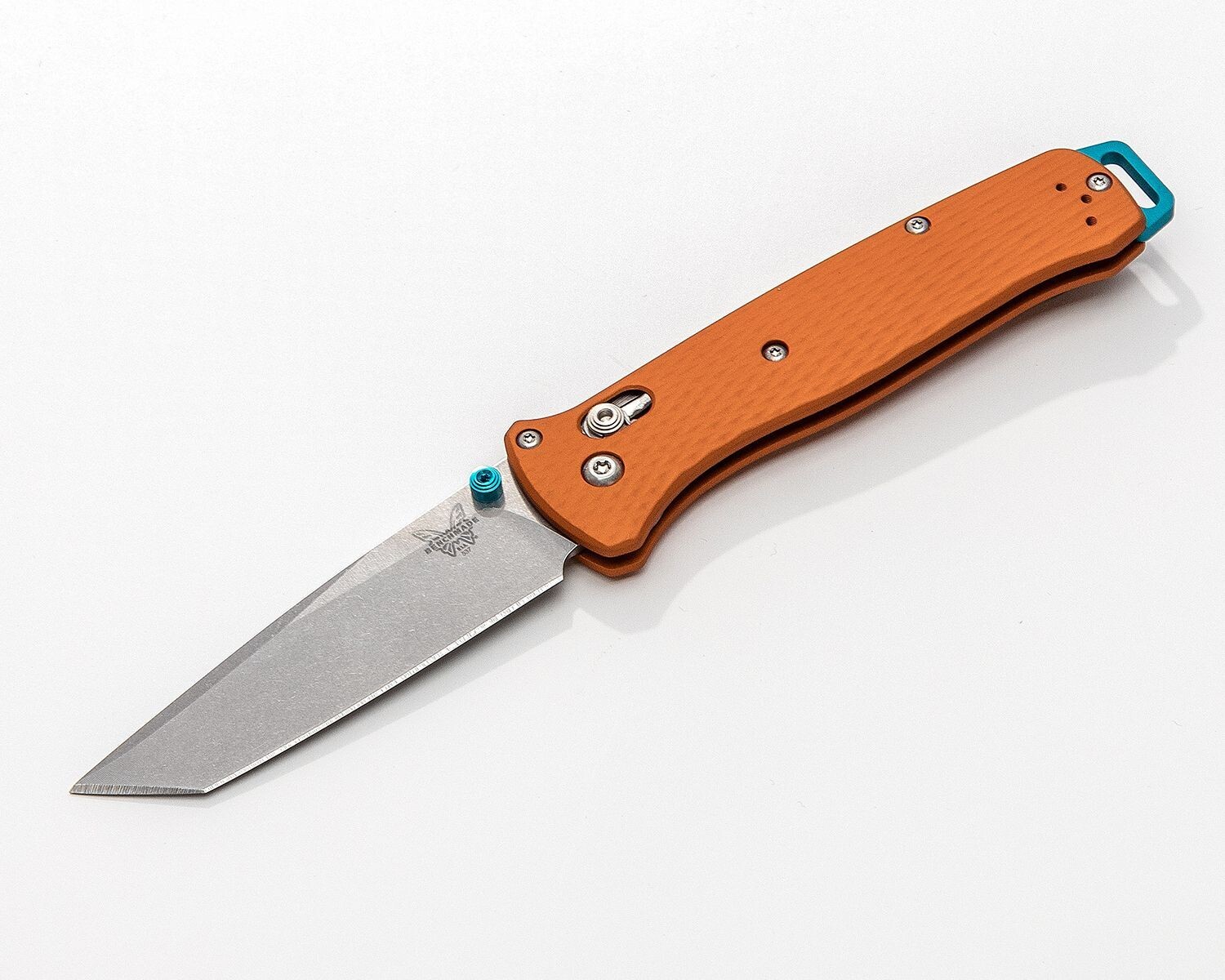 Benchmade SHOT Show 2023 Exclusive Bailout AXIS Folding Knife 3.38" CPM-3V Satin Tanto Plain Blade, Orange Aluminum Handles - 537-2301