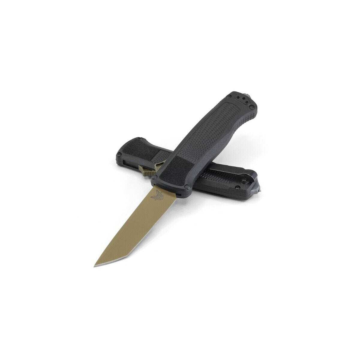 Benchmade Shootout Black D/A OTF Automatic Knife CF-Elite (3.5" Flat Earth PVD) 5370FE
