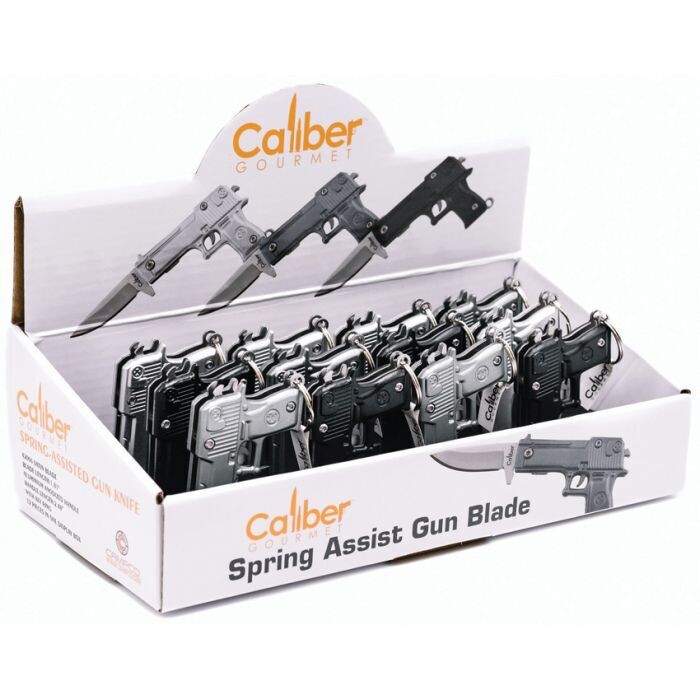 Caliber Gourmet Gun Knife Keychain Display #CBGDB02