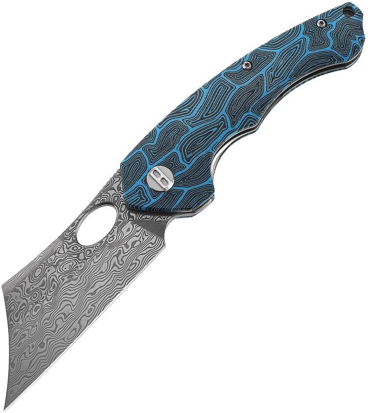 Bestech Knives Skirmish Linerlock Damascus Blue