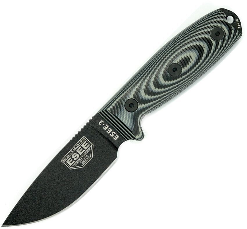 ESEE Knives ESEE-3PMB-002 Fixed Blade Knife Gray/Black G-10 (3.88" Black)