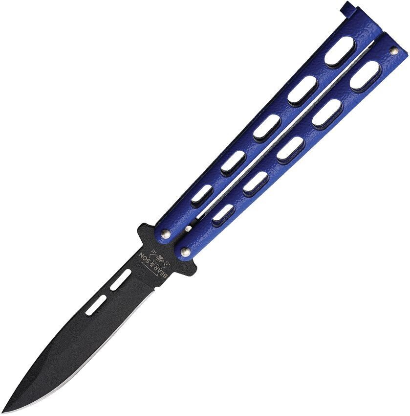 Bear &amp; Son Butterfly 115BL Knife Blue (3.5" Black)