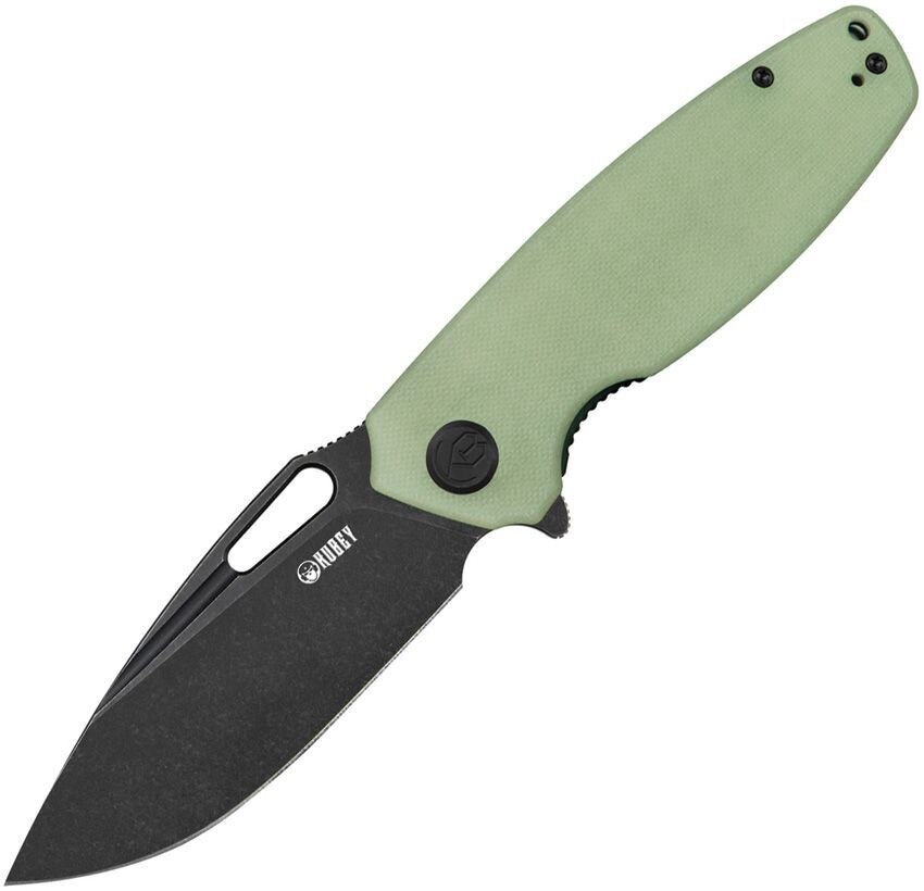 Kubey Tityus Liner Lock Knife Jade G-10 (3.3" Black Stonewash)