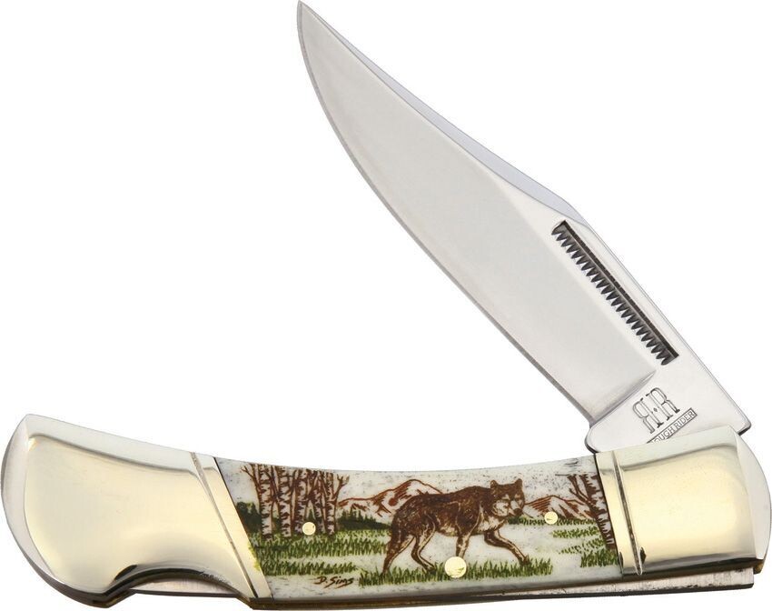 Alaska Scrimshaw Connection Wolf Lockback