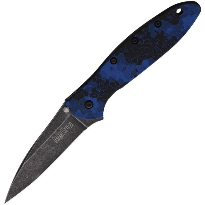 Kershaw Leek Spring Assisted Knife A/O Digital Blue (3" Black SW) 1660DBLUB