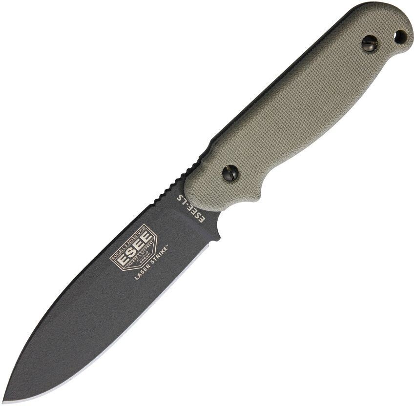 ESEE Laser Strike Knife Fixed Survival Blade w/ Fire Starter (5" Black) LS-P