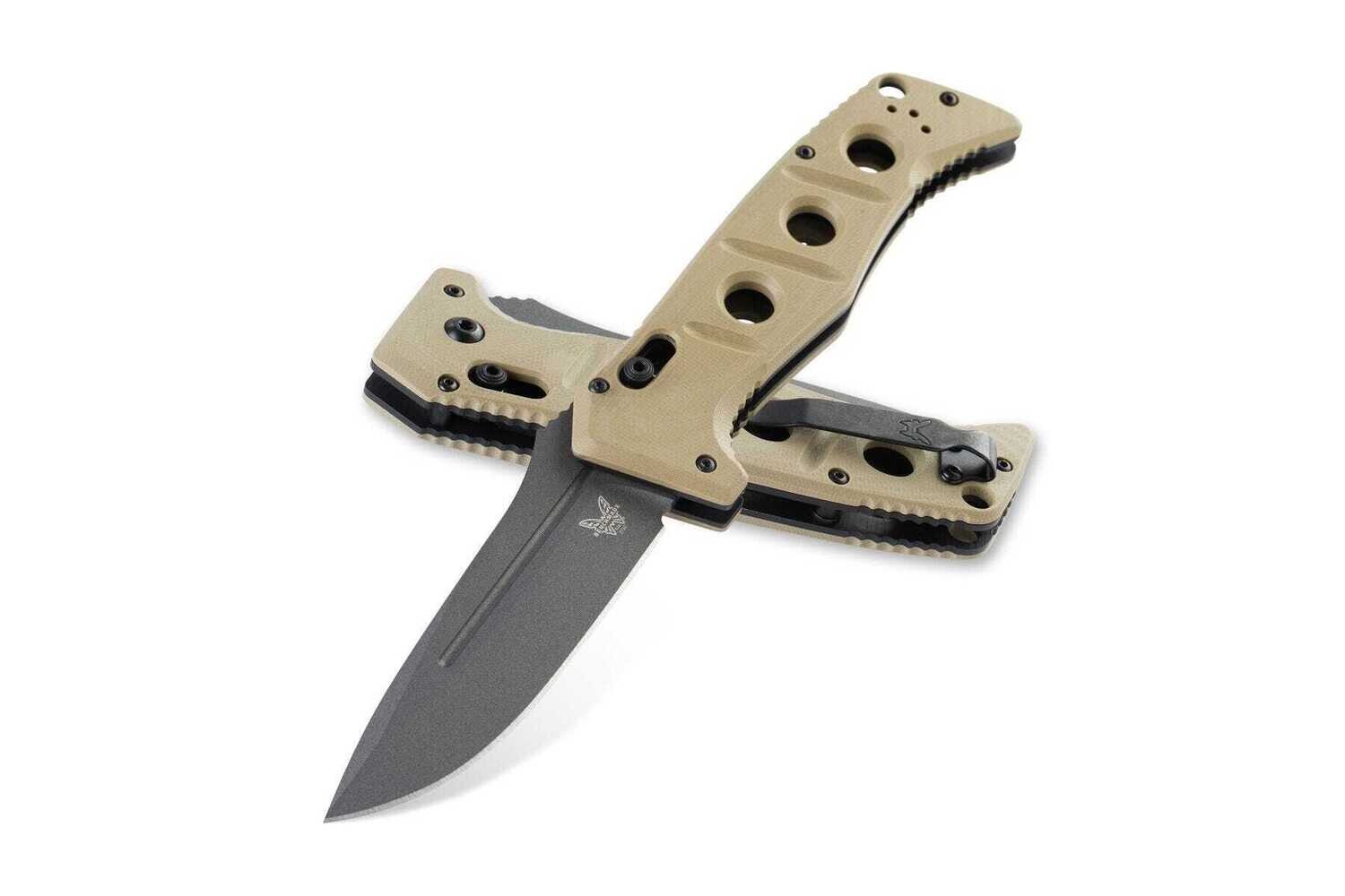 Benchmade Adamas Automatic Knife Desert Tan G-10 (3.8" Gray) 2750GY-3