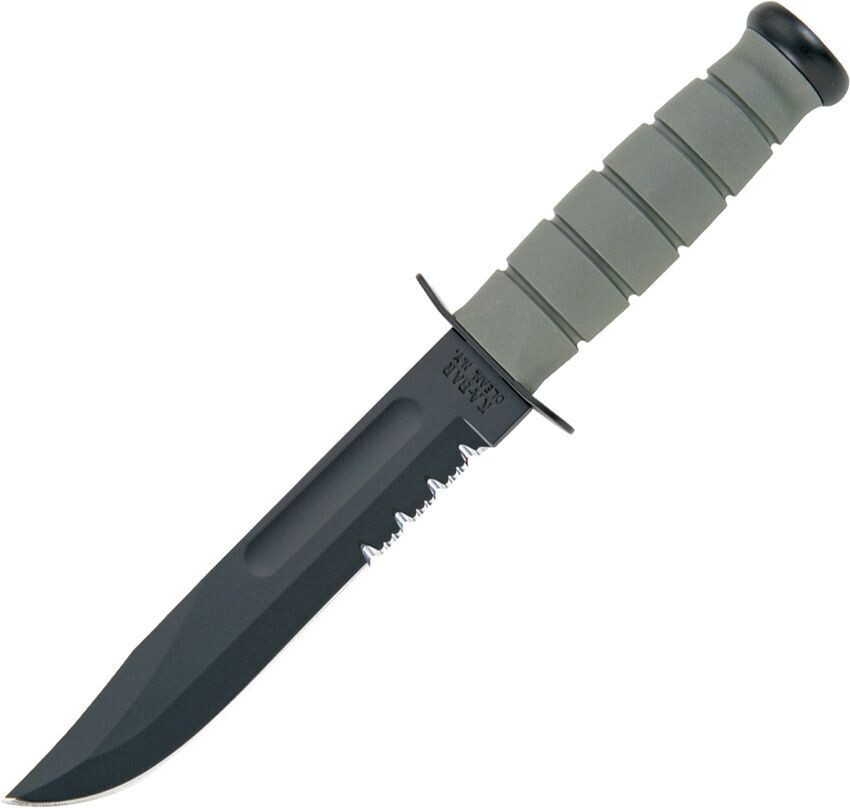 Ka-Bar Bowie Full-Size Knife Foliage GFN Sheath (7" Black Serr) 5012