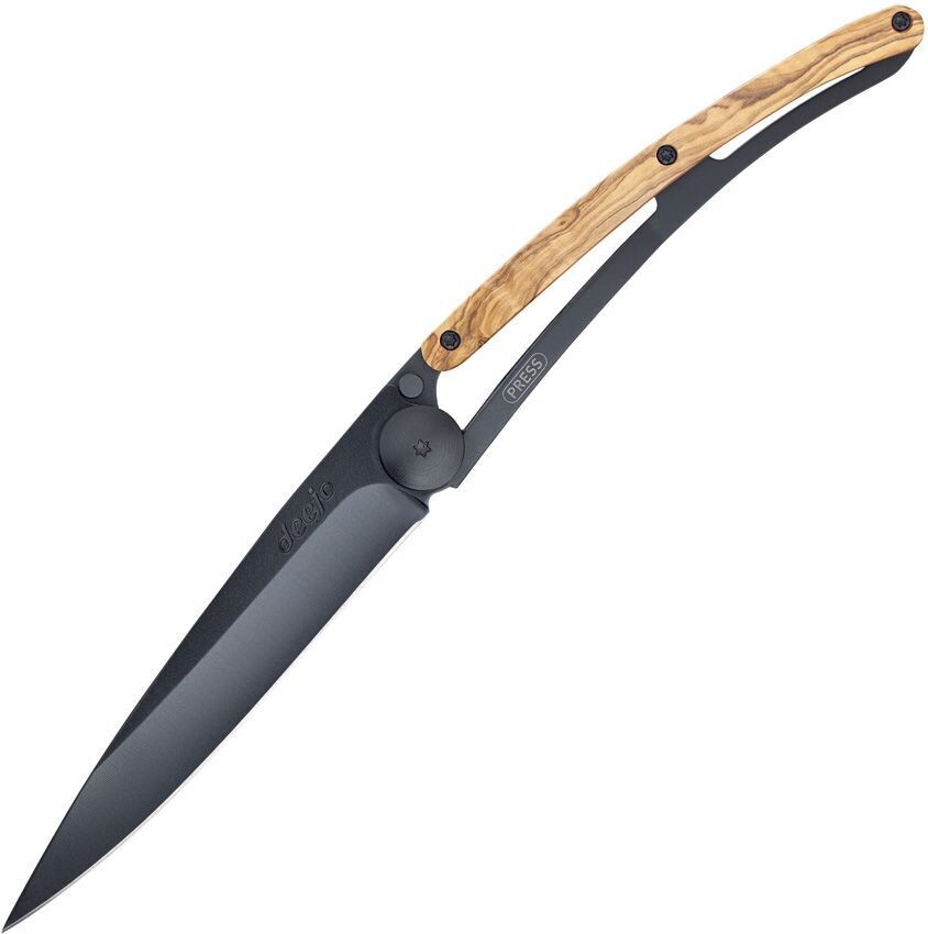 Deejo 27g Ultra-Light Liner Lock Knife Olive Wood (3" Black)