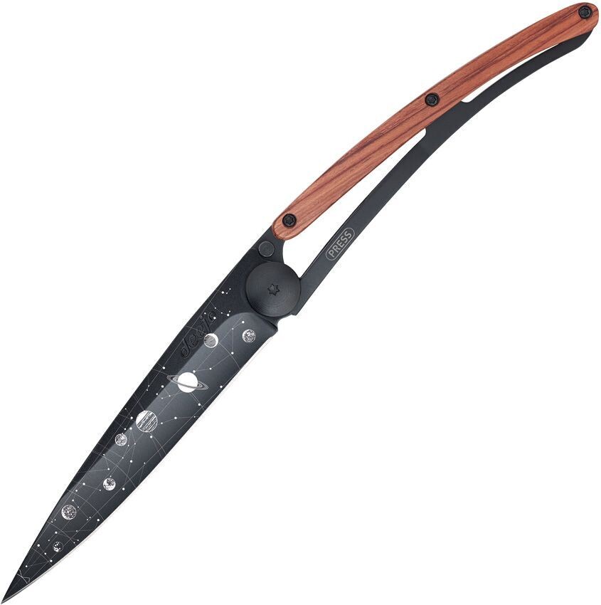 Deejo 27g Astro Ultra-Light Frame Lock Knife Coral Wood (3" Black)