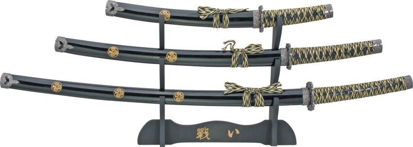 Black Small Katana with Gold Circle Tree