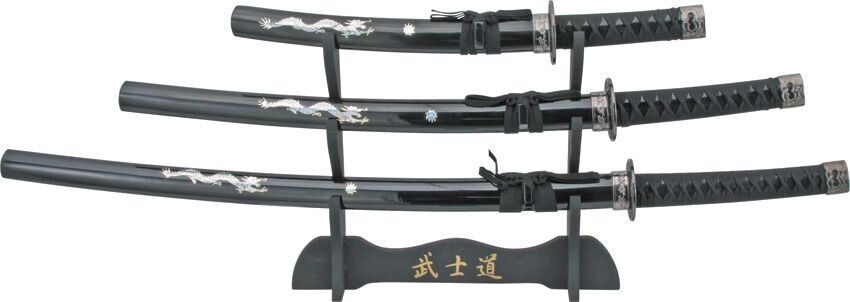 Small Pearl Dragon Katana Black and Silver