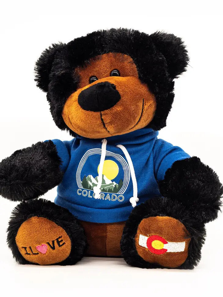 Colorado Hoodie Bear Stuffed Animal, Color: Blue Shirt
