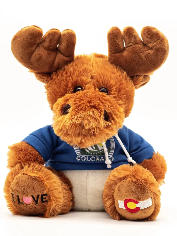 Colorado Hoodie Moose Stuffed Animal, Color: Blue
