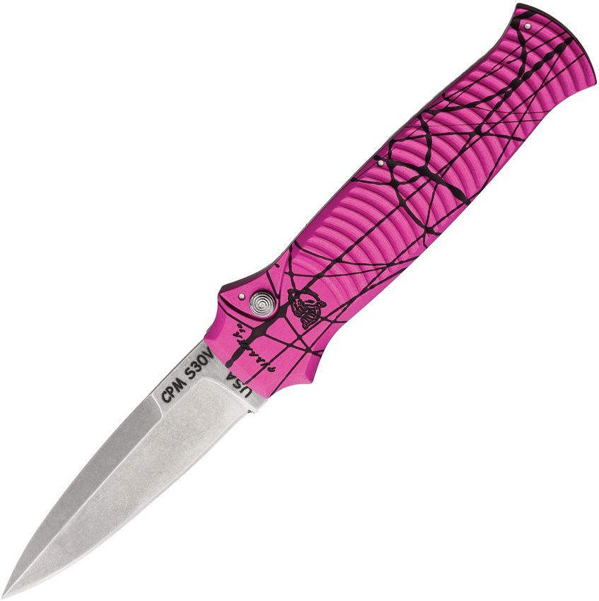 Piranha Bodyguard Automatic Knife Hot Pink (3.3" Stonewash)