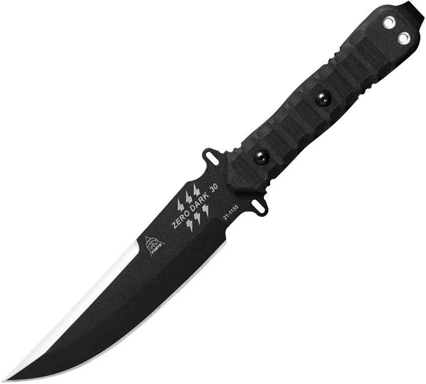 TOPS Knives Zero Dark 30 Knife Fixed Blade (6" Black Plain) TPZERO30