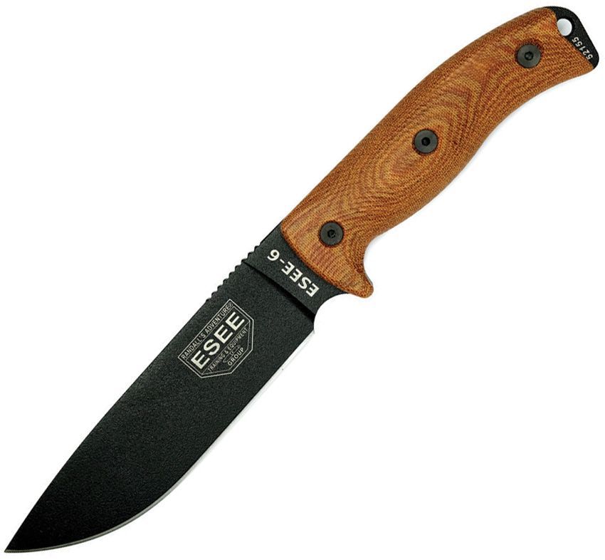ESEE Knives ESEE-6PB-011 Fixed Blade Knife Natural 3D Micarta (6.5" Black)