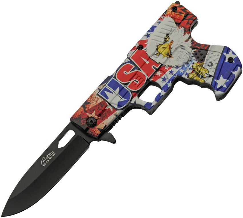 Rite Edge Gun Linerlock A/O Skull Flag
