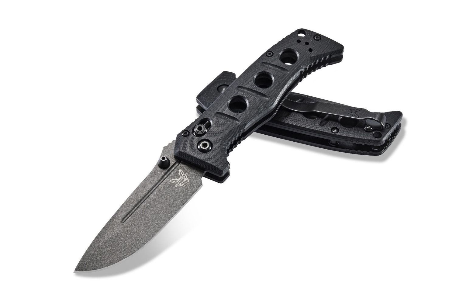 Benchmade 273GY-1 Shane Sibert Mini Adamas Folding Knife 3.25" CruWear Tungsten Gray Plain Blade, Black G10 Handles