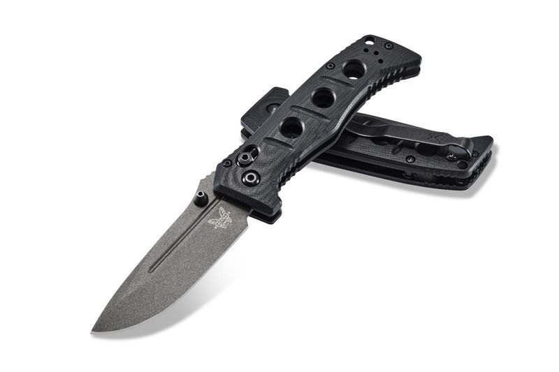 Benchmade 273GY-1 Shane Sibert Mini Adamas Folding Knife 3.25" CruWear Tungsten Gray Plain Blade, Black G10 Handles