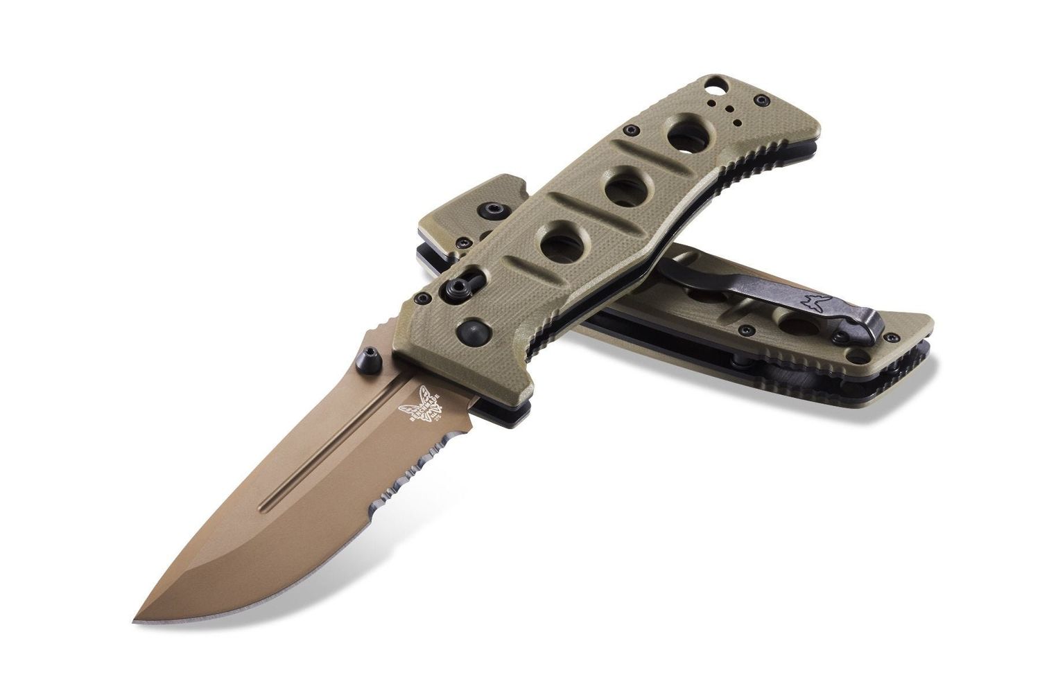 Benchmade Adamas AXIS Lock Knife Olive G-10 (3.8" FE Serr) 275SFE-2