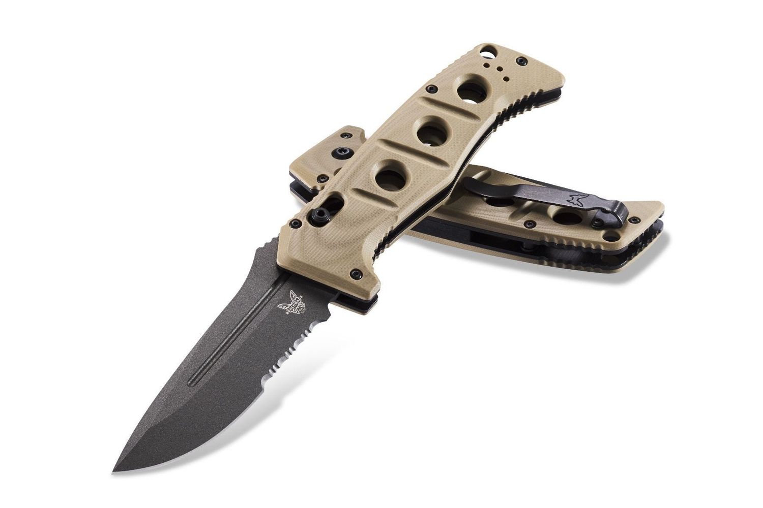 Benchmade Adamas Automatic Knife Desert Tan G-10 (3.8" Gray Serr) 2750SGY-3