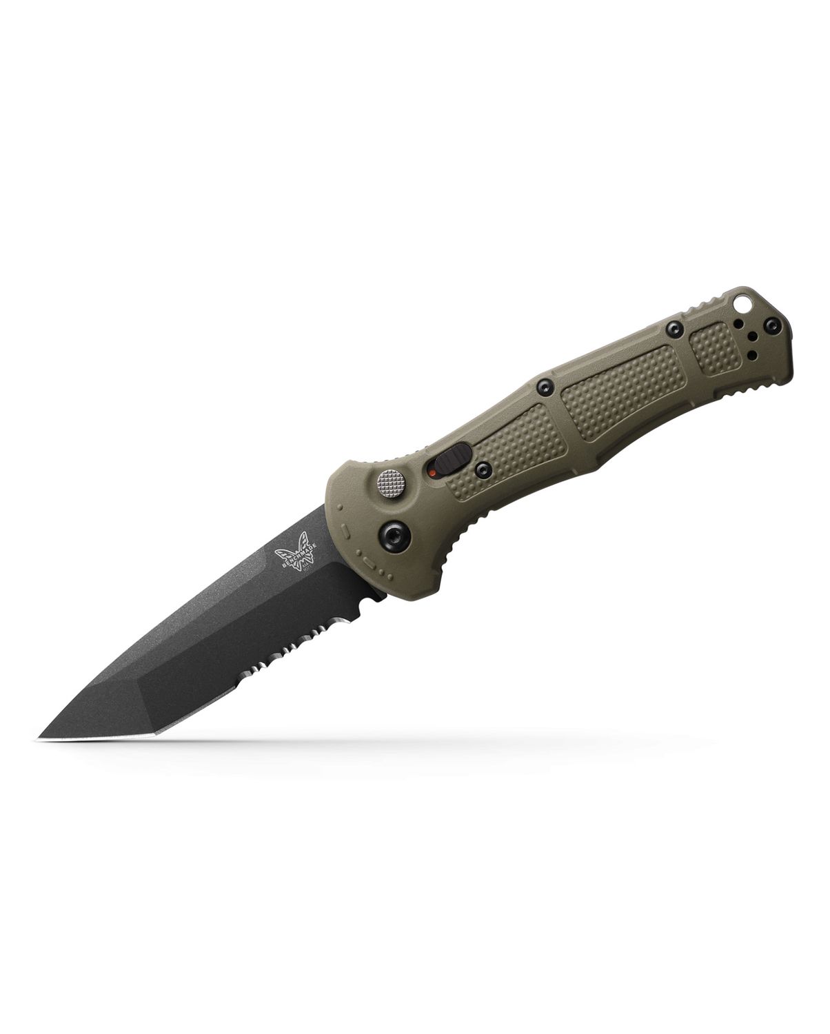 Benchmade Claymore Tanto Automatic Knife OD Green (3.6" Black Serr) 9071SBK-1
