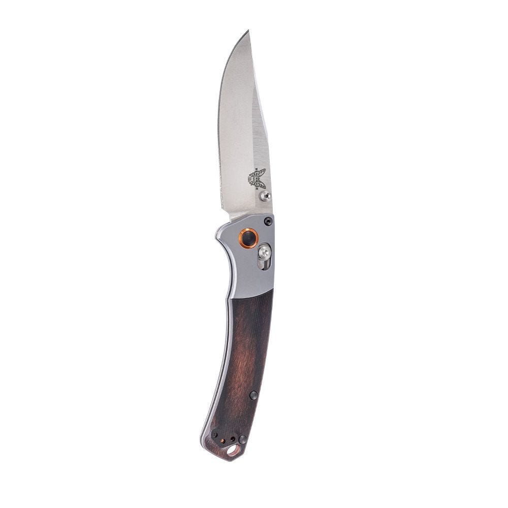 Benchmade Hunt Mini Crooked River Folding Knife 3.4" S30V Satin Plain Blade, Dymondwood Handles with Aluminum Bolsters - 15085-2