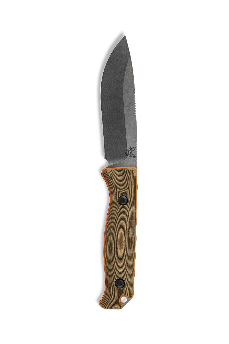 Benchmade Hunt Saddle Mountain Skinner Fixed Blade Knife 4.2" S90V Drop Point, Richlite/Orange G10 Handles, Orange/Black Kydex Sheath - 15002-1
