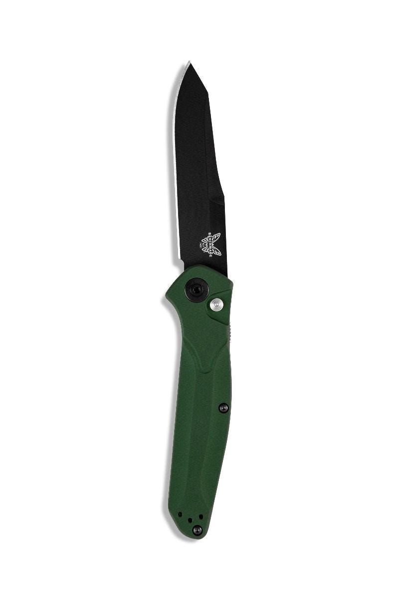 Benchmade 9400BK Osborne AUTO Folding Knife 3.4" S30V Black Plain Blade, Green Aluminum Handles