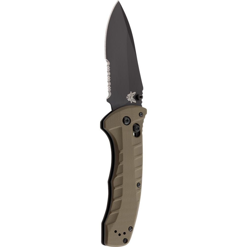 Benchmade Turret AXIS Lock Folding Knife OD Green G-10 (3.7" Black Serr) 980SBK