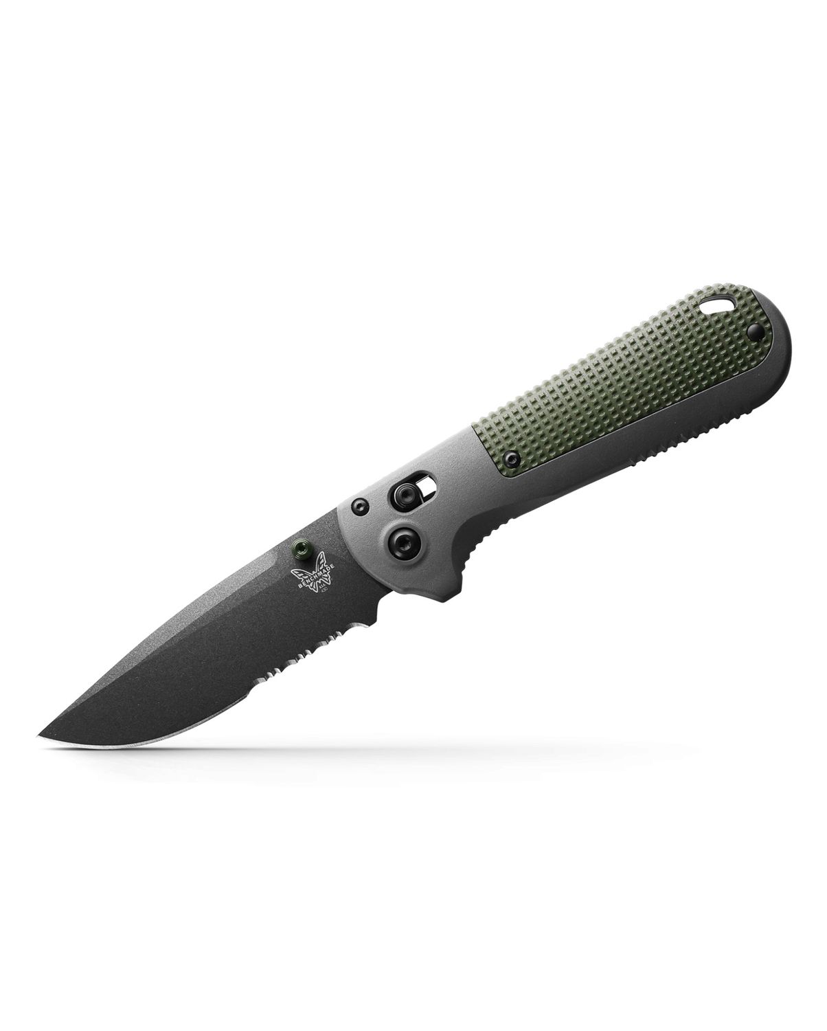 Benchmade Redoubt AXIS Lock Knife Green/Gray Grivory (3.6" Cerakote Serr) 430SBK