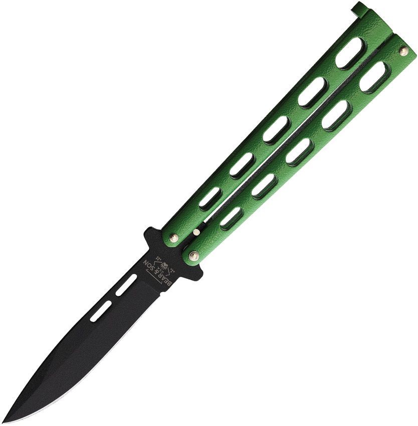 Bear &amp; Son Butterfly 115 Knife Green (3.5" Black)