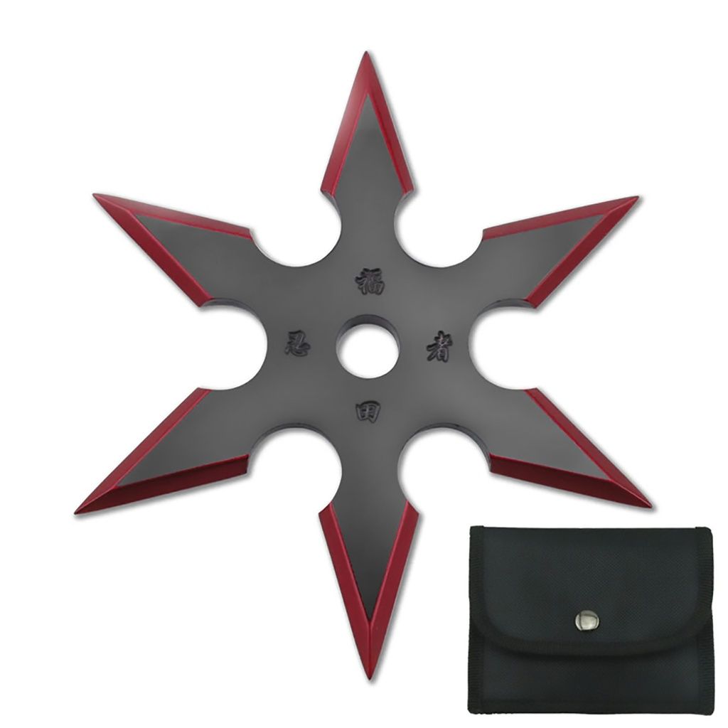 Black and Red Throwing Star 6 Point TS16RD
